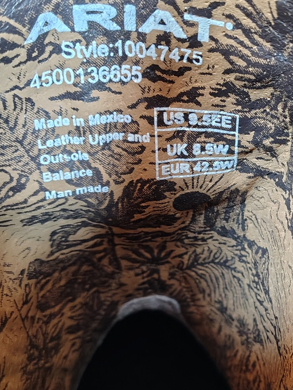 NWTs Ariat Hi Stepper Senero Pecan Brown Embossed Western Boots-size 9.5 EE - Picture 13 of 16